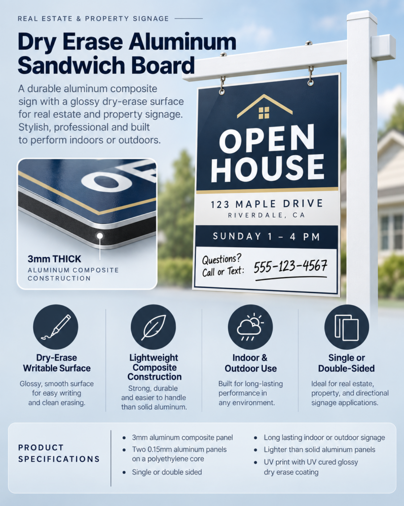 Dry Erase Aluminum Sandwich Board