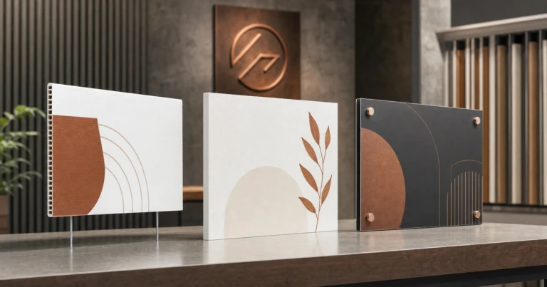 Coroplast, PVC and aluminum composite sign materials displayed side by side